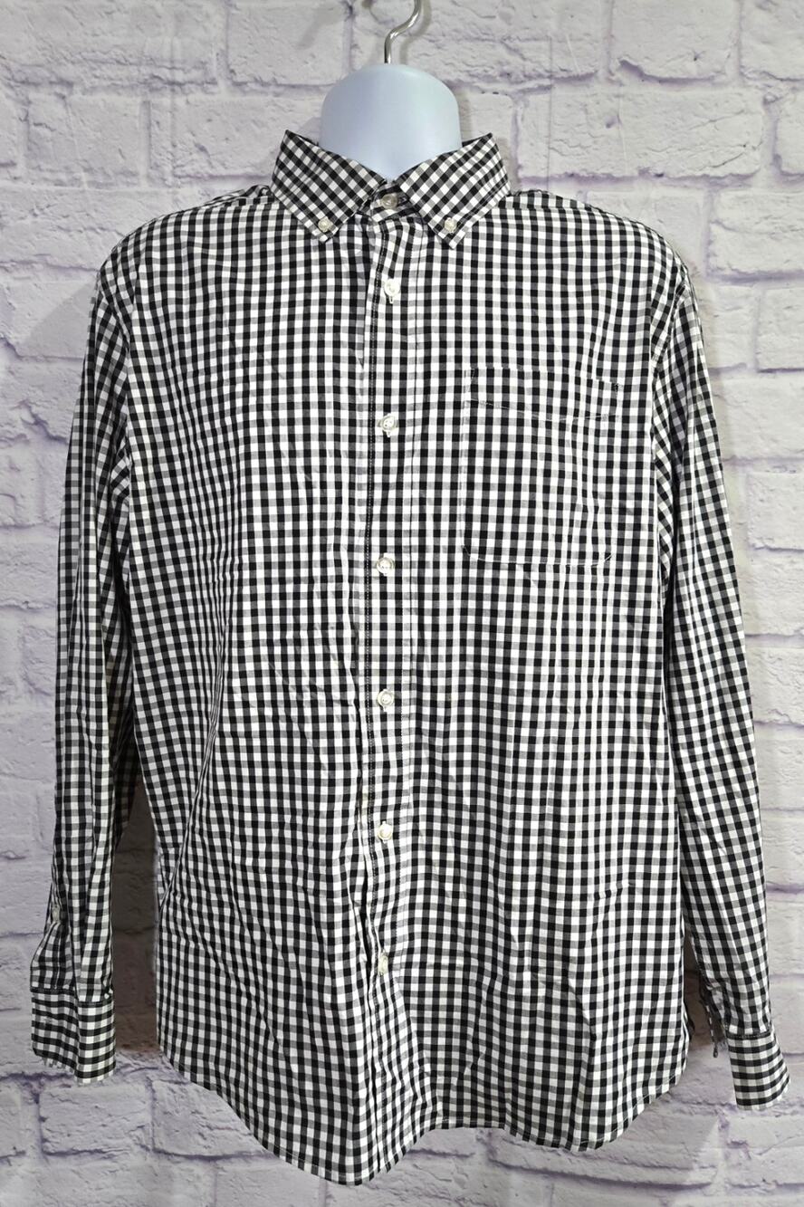 Savane Black Plaid Long Sleeves Button Up Men's Shirt Large Lightweight